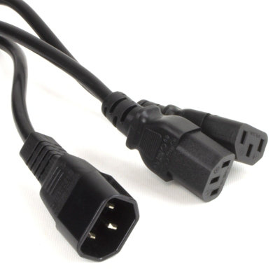 Kenable Iec Mains Splitter Cable C14 Plug To 2 X C13 Socket Y Lead 2.5M (2M+0.5M) from B&Q