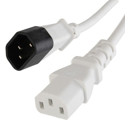 Kenable Power Extension Cable Iec Male To Female Ups Lead C14 C13 2M White from B&Q