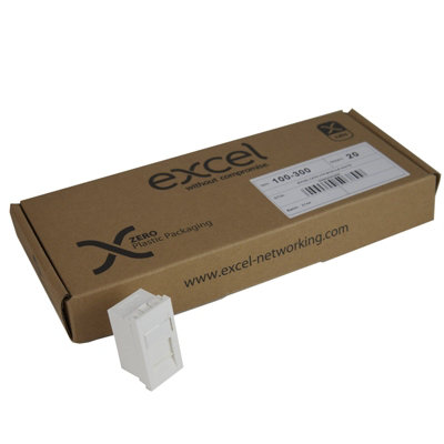 Excel White Cat6 (Utp) Unscreened Euromod Rj45 Module Trade (20 Pack) Size 20 B&Q