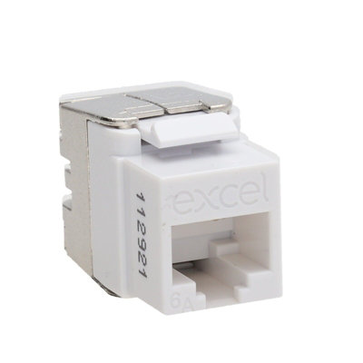 Excel Cat6A Utp Unscreened Low Profile Rj45 Keystone Jack Toolless White from B&Q