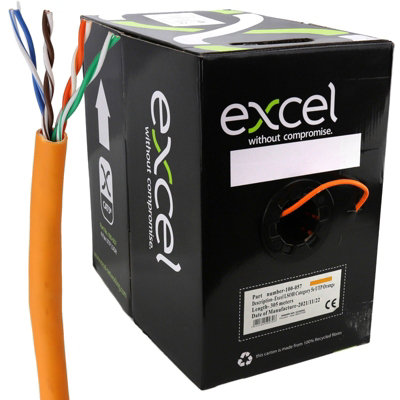 Excel Copper Cat5E Network Cable U/utp Low Smoke Lsoh Euroclass Dca 305M Orange from B&Q