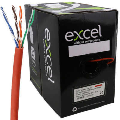 Excel Copper Cat5E Network Cable U/utp Low Smoke Lsoh Euroclass Dca 305M Red from B&Q