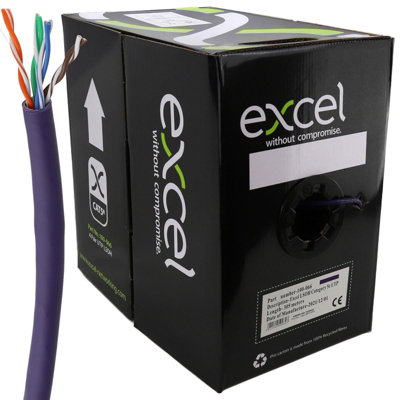 Excel Copper Cat5E Network Cable U/utp Low Smoke Lsoh Euroclass Dca 305M Violet from B&Q