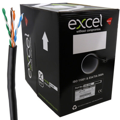 Excel External Copper Cat5E Network Cable U/utp Outdoor Euroclass Fca 305M Black from B&Q