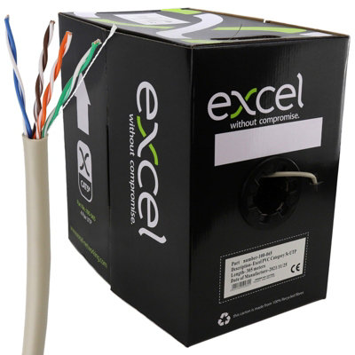 Excel Copper Cat5E Network Cable U/utp Pvc Euroclass Eca 305M Grey from B&Q