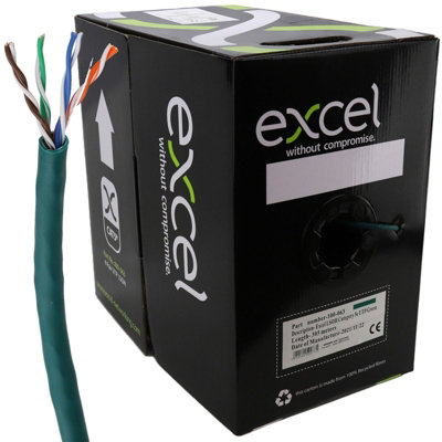 Excel Copper Cat5E Network Cable U/utp Low Smoke Lsoh Euroclass Dca 305M Green from B&Q