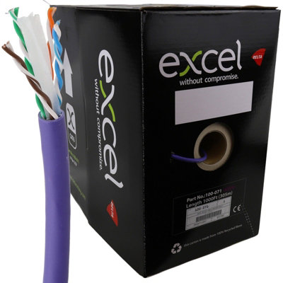 Excel Copper Cat6 Network Cable U/utp Low Smoke Lsoh Euroclass Dca 305M Violet from B&Q