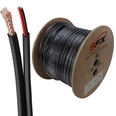 Kenable Sfx Rg59 Coax & Power Shotgun Cable For Cctv Ahd Bnc Cameras 100M Black from B&Q