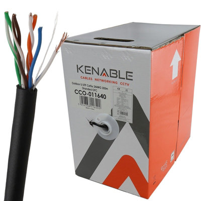 Kenable External Cat5E Outdoor Stranded Copper Ethernet Cable Reel Utp For Cctv Poe 305M from B&Q