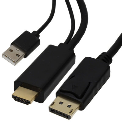 B&Q -  Hdmi Plug Pc Laptop To Displayport Male Plug 4K 60Hz Display Monitor Tv Cable 2M
