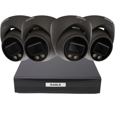 B&Q -  5Mp 8 Channel Dvr & 4 X Full-Colour View Turret Cameras With Mic Cctv Kit Grey