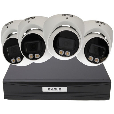 B&Q -  5Mp 8 Channel Dvr & 4 X Full-Colour View Turret Cameras With Mic Cctv Kit White