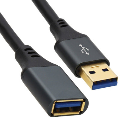 B&Q -  Pro Metal Usb 3.0 20Awg High Speed Cable Extension Lead A Plug To Socket 3M