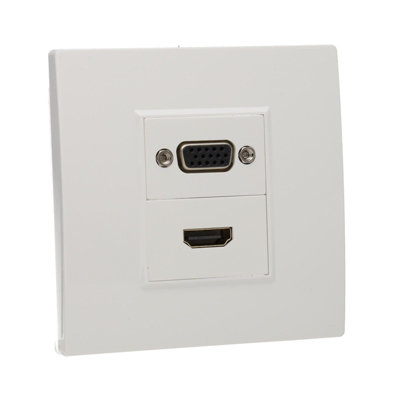 Kenable Av 4K Hdmi 2.0 & Vga Wall Faceplate Pass Through Coupler No Soldering White from B&Q