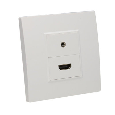 Kenable Av 4K Hdmi & 3.5mm Jack Wall Faceplate Pass Through Coupler No Soldering White from B&Q