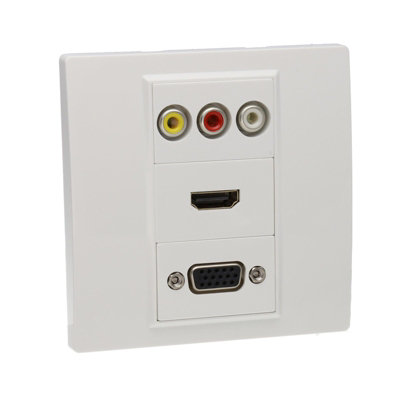 Kenable Av 4K Hdmi Vga & 3 X Rca Wall Face Plate Pass Through Coupler No Soldering White from B&Q