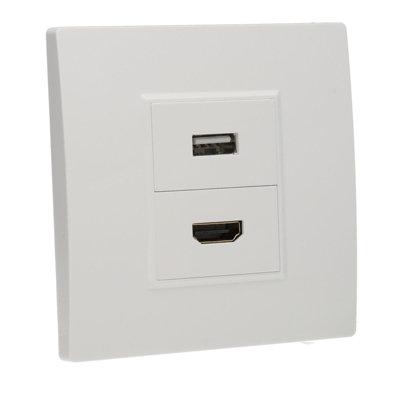 Kenable Av 4K Hdmi & Usb 2.0 Wall Faceplate Pass Through Coupler No Soldering White from B&Q