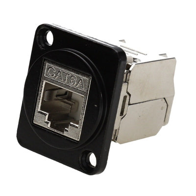 Kenable Brushed Aluminium Black Cat6A Idc Wall Faceplate D-Series Chassis Mount Insert from B&Q