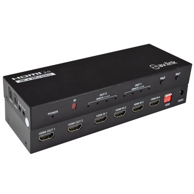 Kenable 4K Hdmi 2.0 Matrix 4X2 Splitter Switch 4 Devices To 2 Displays With Audio Out from B&Q