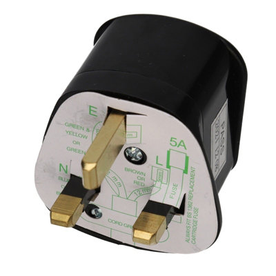 Kenable Rewireable Surge Protected 3 Pin Uk Mains Plug Fitted 5A Amp Fuse Black from B&Q