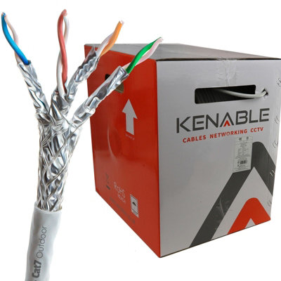 Kenable External Shielded Cat7 Outdoor Use Copper Ethernet Cable S Ftp Reel 305M White from B&Q