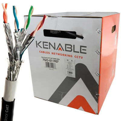 Kenable Direct Burial External Cat7 Outdoor Copper Ethernet Network Cable Reel Gel 305M from B&Q