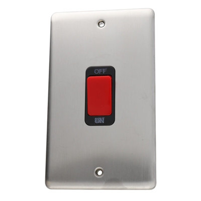 Deta Ve1301Ssb Cooker Switch 50A Tall Double Pole Wall Faceplate Stainless Steel from B&Q