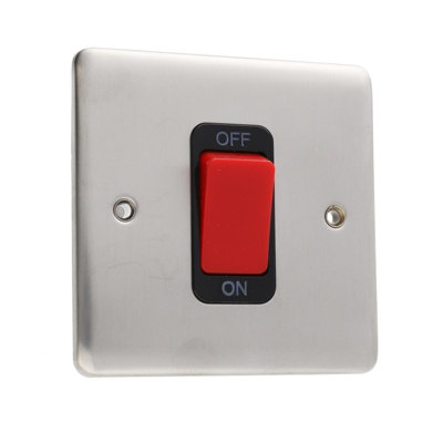 Deta Ve1300Ssb Cooker Switch 50A Double Pole Wall Faceplate Stainless Steel from B&Q