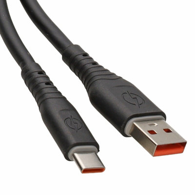 Kenable Silicone Usb A To Usb-C Plug Phone Fast Charger Data Cable 22Awg Lead 1M Black from B&Q