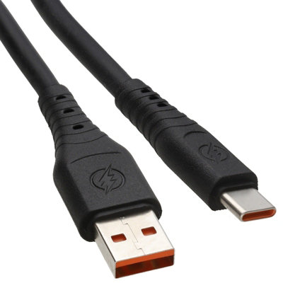 Kenable Silicone Usb A To Usb-C Plug Phone Fast Charger Data Cable 22Awg Lead 2M Black from B&Q