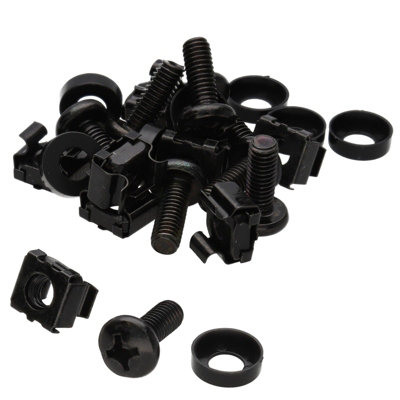 Kenable Rack Fixing Set M6 Captive Cage Nuts Bolts & Washers For Cabinet (8 Pack) Black from B&Q