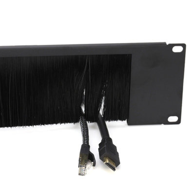B&Q -  Half Frame Brush Plate Cable Management 2U For 19 Inch Data Cabinet In Black