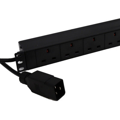 Kenable Pdu Uk Sockets 8 Way To C20 Iec 16A Power Distribution Unit Horizontal 3M from B&Q