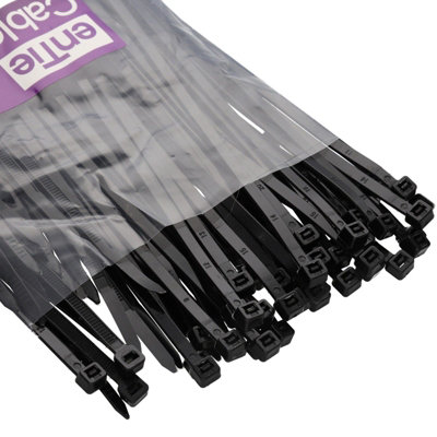 Entie Black Outdoor Cable Ties 4.8mm X 300mm Pa66 Water Uv Resistant (100 Pack) from B&Q