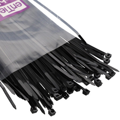 Entie Black Outdoor Cable Ties 3.6mm X 300mm Pa66 Water Uv Resistant (100 Pack) from B&Q