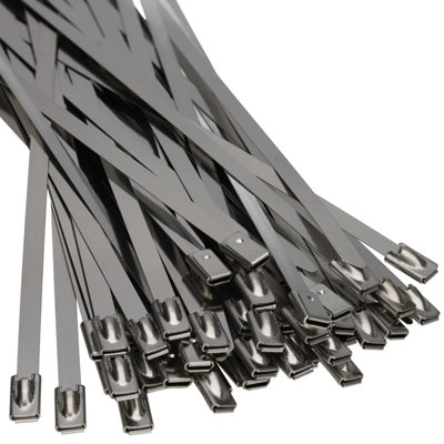 B&Q -  Stainless Steel Cable Zip Ties 4.6mm X 300mm 304 Ball Lock (100 Pack)