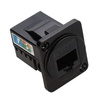 Kenable Brushed Aluminium Black Cat6 Idc Rj45 Faceplate D-Series Chassis Mount Insert from B&Q