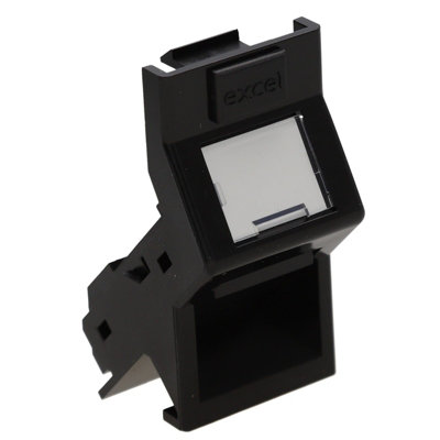 Excel Euro Mod Angled Shutter For Rj45 Keystone Jack Faceplate 25mm X 50mm Black from B&Q
