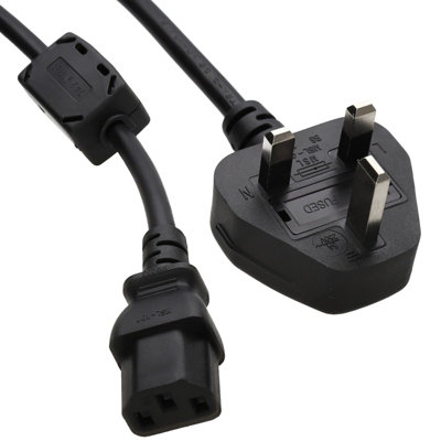 Kenable Iec C13 Mains Power Cable With Ferrite Filter To Uk Plug Kettle Lead 3M from B&Q