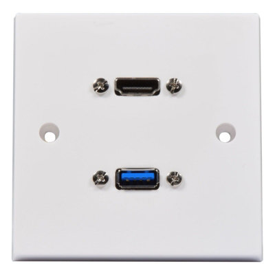 HDMI 2.1 8K 60Hz & USB 3.0 SuperSpeed Multimedia Wall Plate White - Image 2
