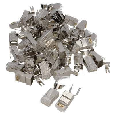 Kenable Shielded Two Piece Stp Cat6 6A Cat7 Rj45 Lan Crimps Ends Connectors (50 Pack) from B&Q