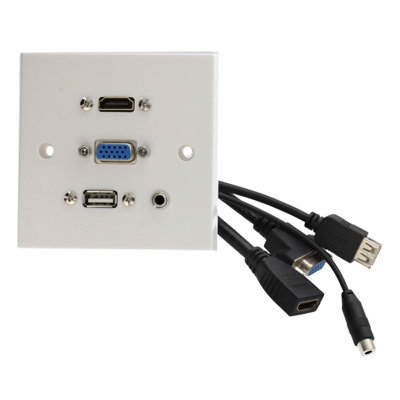 Kenable Aura Hdmi Svga 15 Pin Usb 3.5mm Stereo Aux Audio Multimedia Fly Lead Face Plate from B&Q