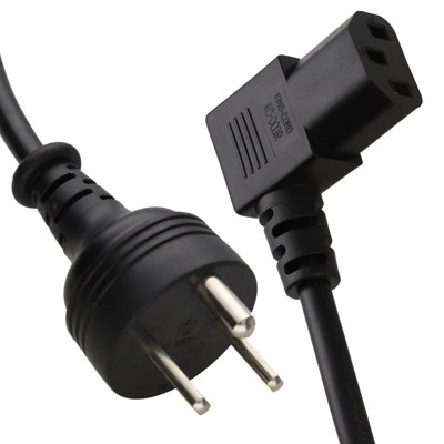 Kenable Denmark Afsnit 107-2-D1 3 Pin To Right Angle Iec C13 Plug Mains Power Cable 2M from B&Q