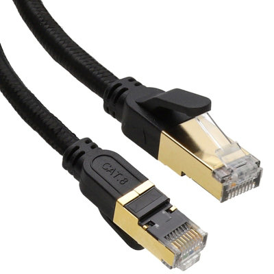 Kenable Mesh Jacket Cat8.1 Ethernet Cable Rj45 Sftp Shielded 2000Mhz 40Gbps 3M Black from B&Q
