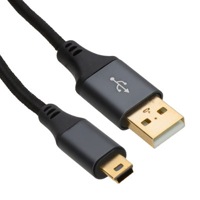 B&Q -  Pro Metal Usb 2.0 24Awg Hi-Speed A To Mini-B 5 Pin Cable Power & Data Lead 1M