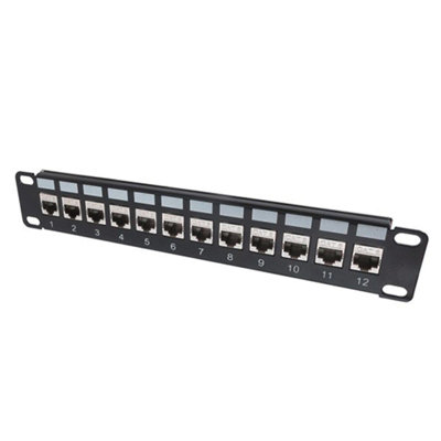 B&Q -  Minimedia 10 Inch Soho Cat8 12 Port Patch Panel For Ethernet Lan Network Cable