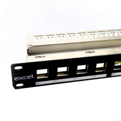 B&Q -  Keystone Jack Mount 16 Port Patch Panel Metal Cable Management Bar 19 Inch