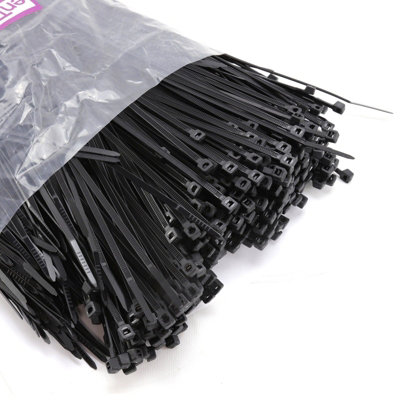 Entie Black Cable Ties 4.8mm X 200mm Nylon 66 Ul Approved (1000 Pack) from B&Q