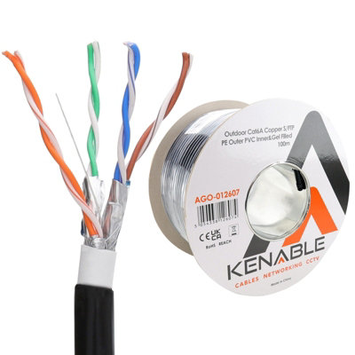Kenable Direct Burial External Cat6A Outdoor Copper Ethernet Network Cable Reel Gel 100M from B&Q