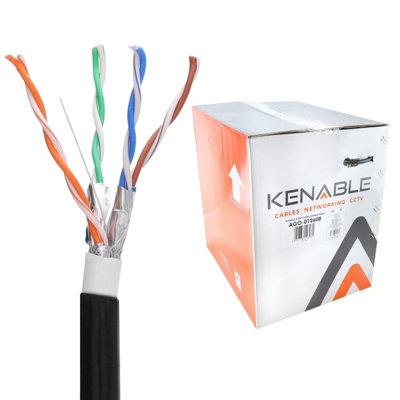 Kenable Direct Burial External Cat6A Outdoor Copper Ethernet Network Cable Reel Gel 305M from B&Q